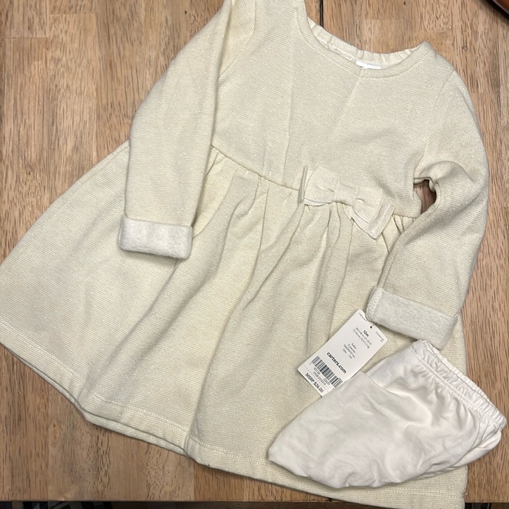 NWT Carters holiday dress with diaper cover